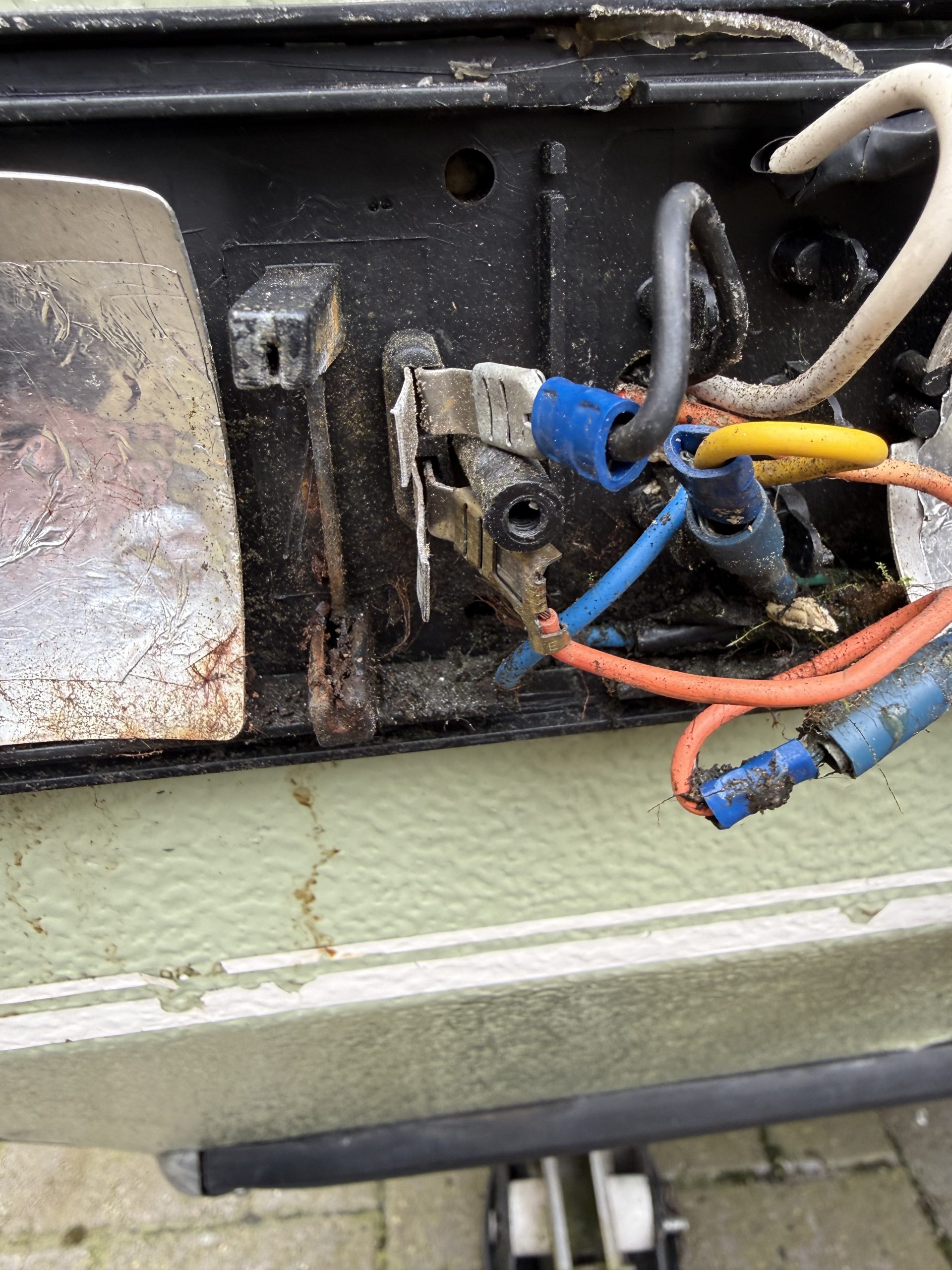 Electrical connections behind caravan rear light